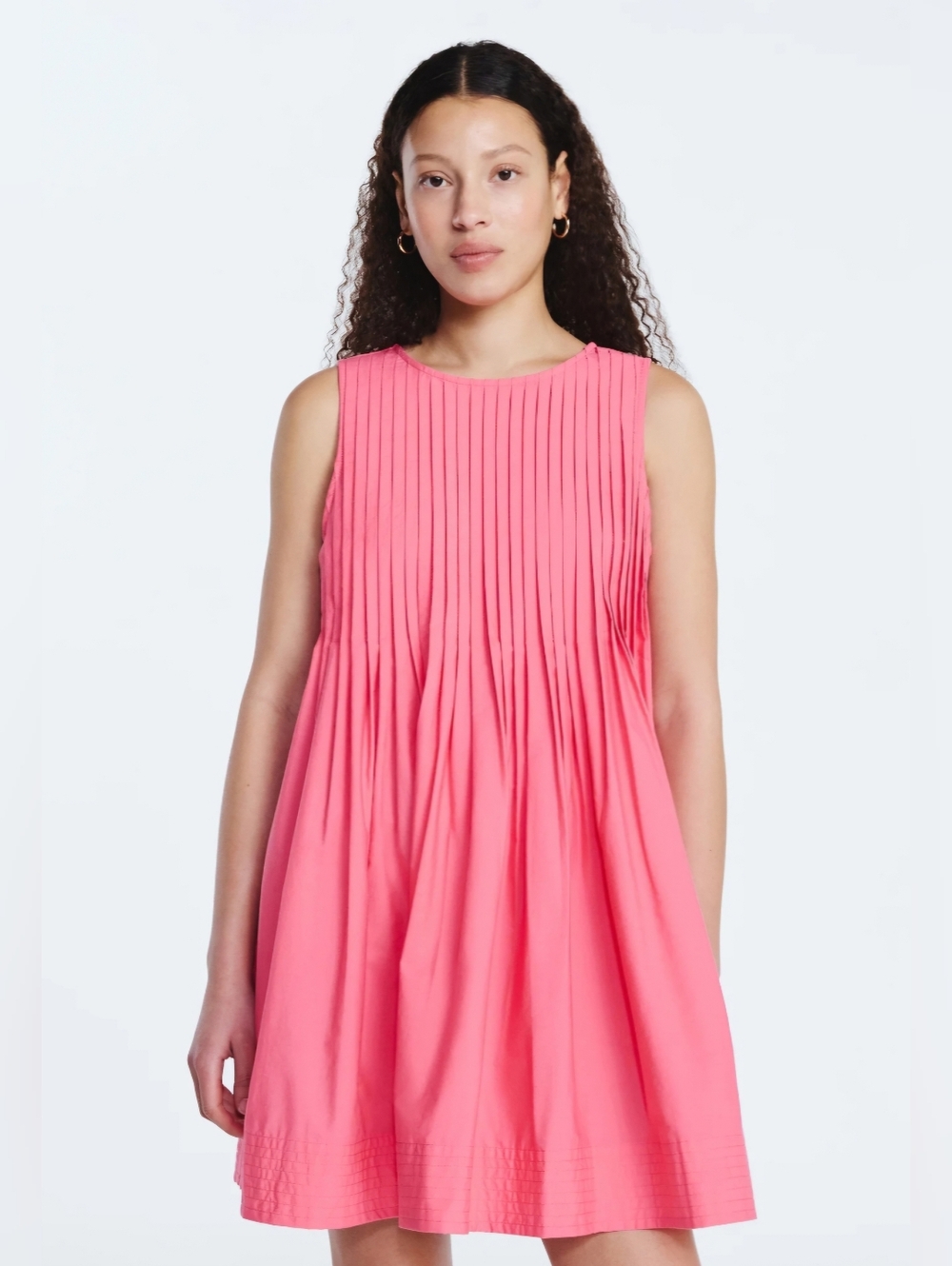 Free Assembly Pleated Mini Dress Pink Melon Sleeveless A-Line NWT